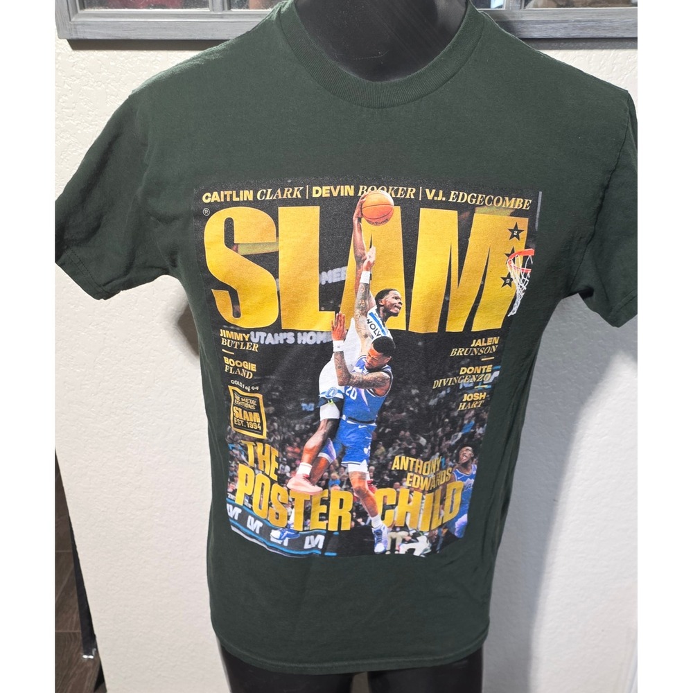 SLAM Magazine The Poster Child Anthony Edwards Caitlin Clark Green Graphic Tee